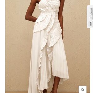 Miss Rosier Chic White Ruffled Midi Dress